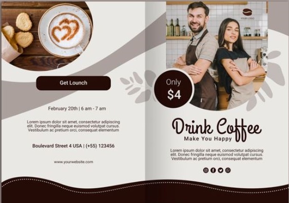 contoh desain brosur coffee shot