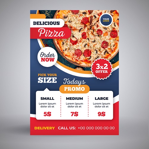 contoh desain brosur pizza